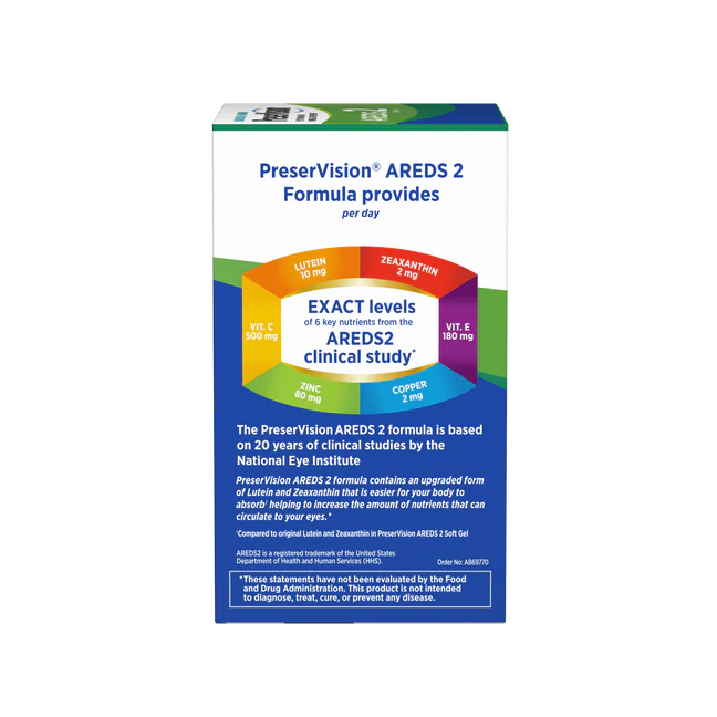 PreserVision AREDS 2 Eye Vitamins, #1 Eye Doctor Recommended Brand, Lutein and Zeaxanthin Supplement with Vitamin C, Vitamin E, Zinc, and Copper, 120 Softgels (Minigels)