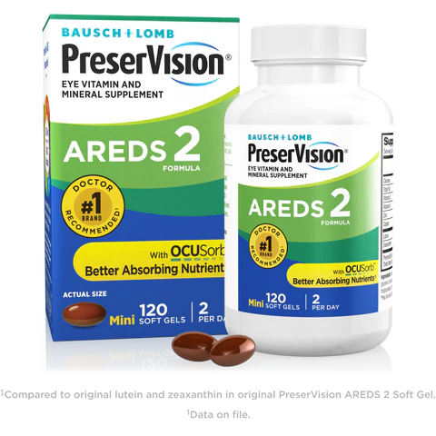 PreserVision AREDS 2 Eye Vitamins, #1 Eye Doctor Recommended Brand, Lutein and Zeaxanthin Supplement with Vitamin C, Vitamin E, Zinc, and Copper, 120 Softgels (Minigels)